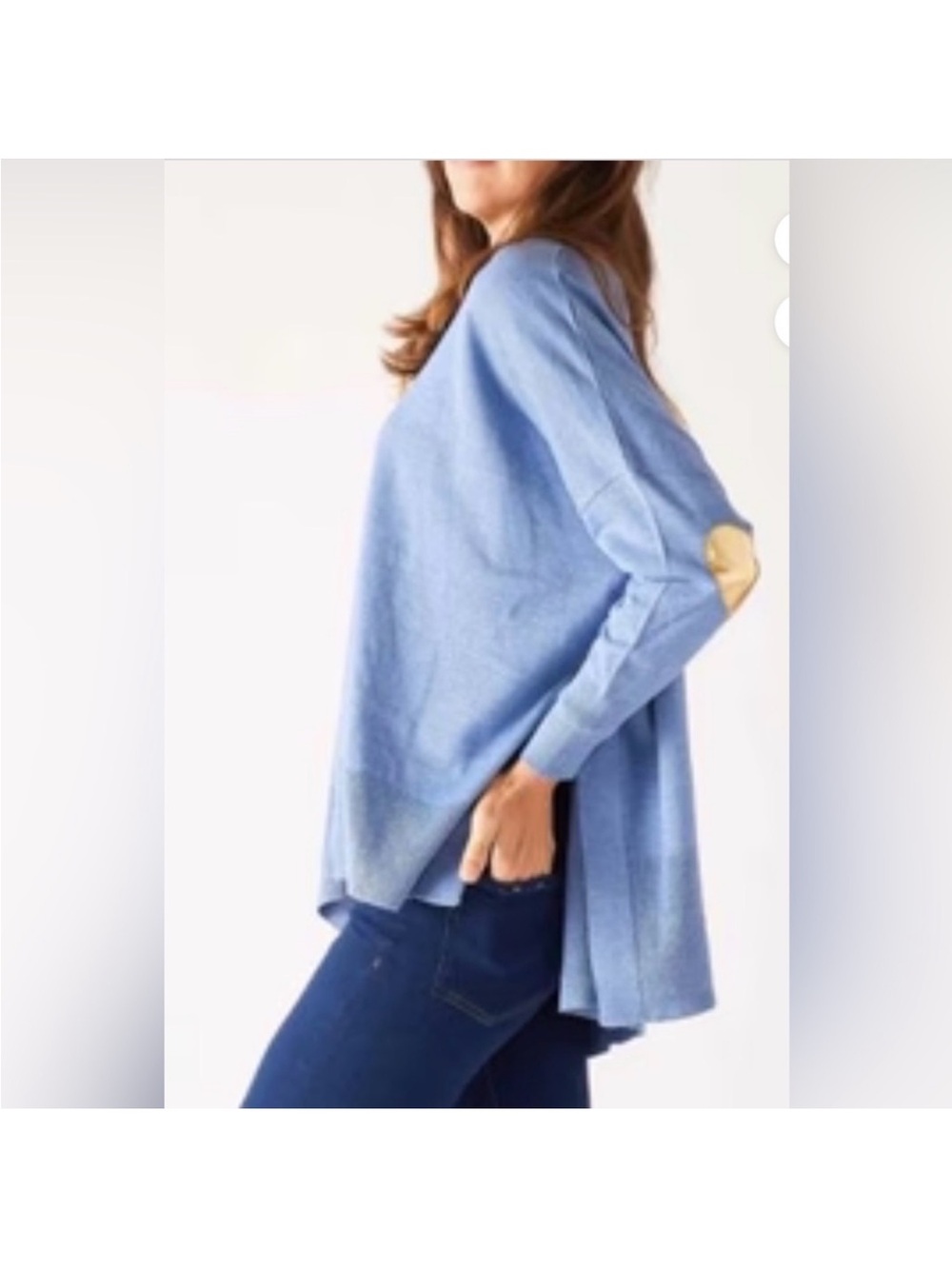 Mersea The Amour Sweater Elbow Patch Saltwater Blue/Heart of Gold One Sz
